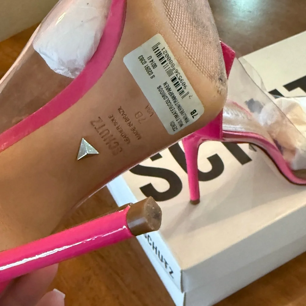 SCHUTZ Hot Pink and Clear Pointed Stiletto Pumps LIKE NEW WORN ONCE - Picture 5 of 8
